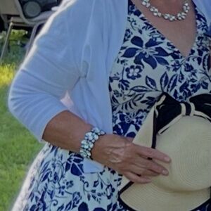 Lane Bryant Navy and White Floral Maxi Dress 10/12 W